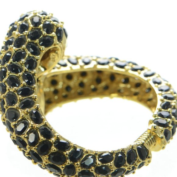 Kenneth Jay Lane KJL Black and White Crystal Bypass Cuff Bracelet - Picture 6 of 8